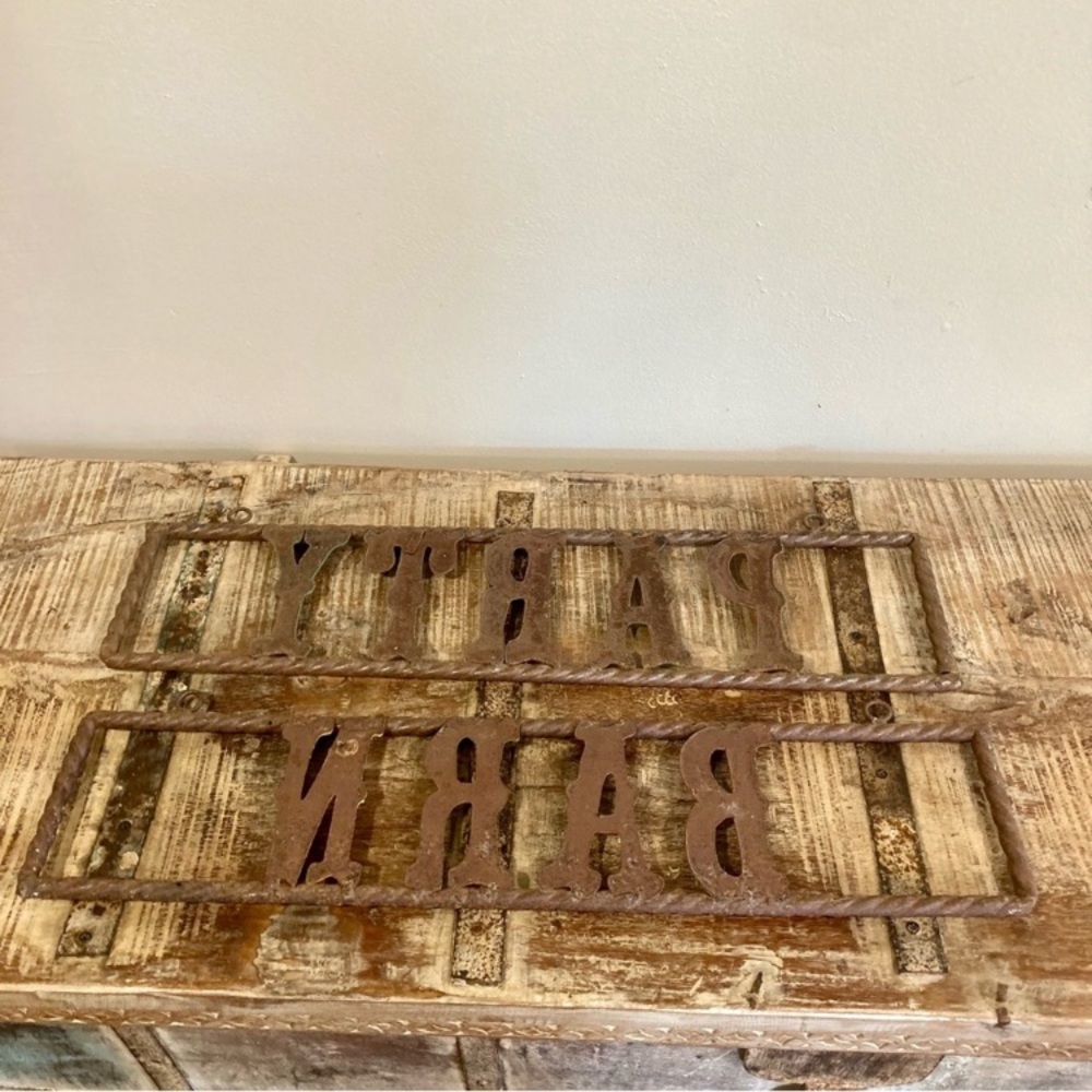 Party Barn Sign Rusty Metal Rebar Western Country Rustic Decor - Picture 5 of 16
